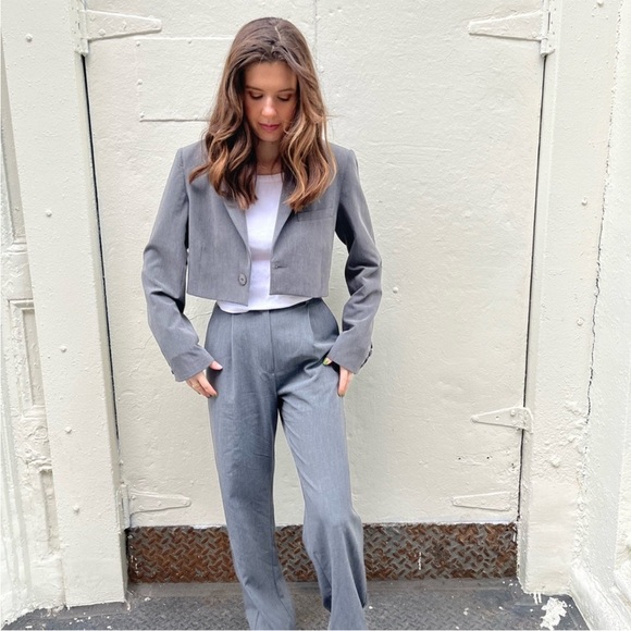 DJERF AVENUE IT Blazer Gray Size L - Picture 4 of 9